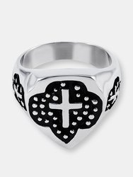 Men's Stainless Steel Polished Black Resin Cross Ring