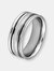 Men's Stainless Steel Polished Dual Grooved Ring - Stainless Steel