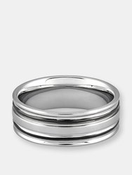 Men's Stainless Steel Polished Dual Grooved Ring