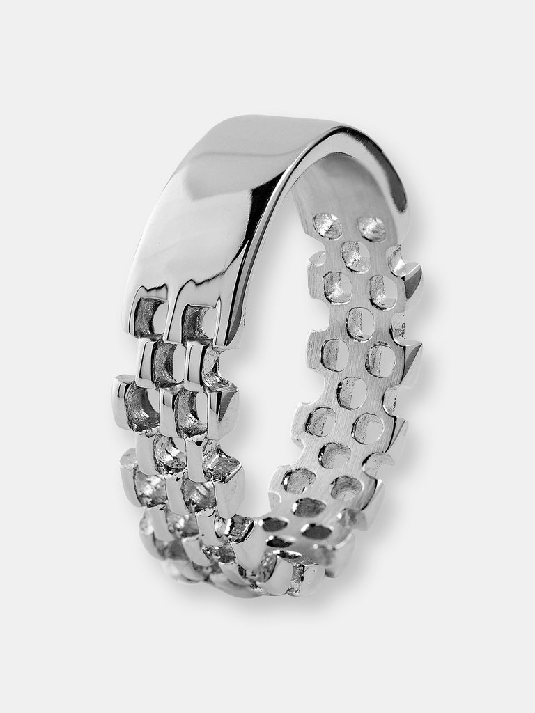 Men's Stainless Steel Polished ID Bracelet Themed Ring - Stainless Steel