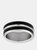 Men's Two-Tone Stainless Steel Polished Black Striped Grooved Ring