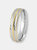 Men's Two-Tone Stainless Steel Polished Diagionally Grooved Gold Milgrain Ring - Stainless Steel
