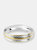 Men's Two-Tone Stainless Steel Polished Diagionally Grooved Gold Milgrain Ring