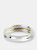 Men's Two-Tone Stainless Steel Polished Diagionally Grooved Gold Milgrain Ring