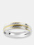 Men's Two-Tone Stainless Steel Polished Diagionally Grooved Gold Milgrain Ring