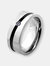 Stainless Steel Cubic Zirconia Men's Black Stripe Wedding Band