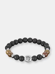 Zodiac Bead Bracelet with Black Lava and Natural Stones