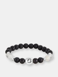 Zodiac Bead Bracelet with Black Lava and Natural Stones - Cancer