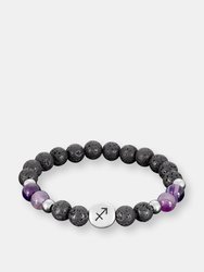 Zodiac Bead Bracelet with Black Lava and Natural Stones