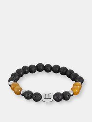 Zodiac Bead Bracelet with Black Lava and Natural Stones