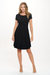 Adele Short Sleeve Crossover Front Mini Dress - Black