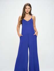 Alaiya Solid Strap Jumpsuit - Blue Violet