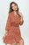 Bea Printed Long Sleeve Dress - Burnt Orange Dot Print
