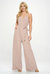 Bridget Side Tie Strappy Jumpsuit With Pockets - Tan