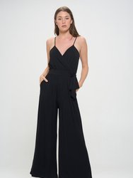 Bridget Side Tie Strappy Jumpsuit With Pockets - Black