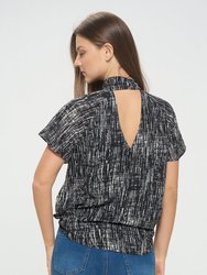 Camilla Flutter Sleeve Woven Top With Neck Cutouts