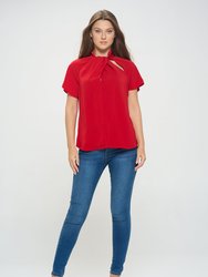 Camilla Flutter Sleeve Woven Top With Neck Cutouts
