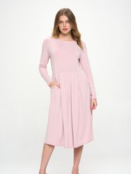 Charlee Long Sleeve A-line Knit Dress with Pockets