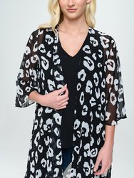 Cleo Chiffon Kimono - Black Animal Print