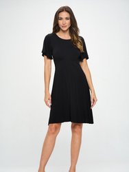 Elli Short Sleeve Dress - Black
