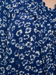 Faye Plus Size Ruffle Detail Smocked Sleeve Blouse