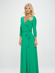 Grace Faux-Wrap Maxi Dress With Tie Waist