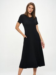 Jenesis T-Shirt Dress With Pockets - Black