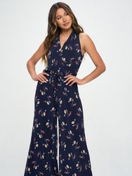 Jillian Sleeveless Jumpsuit - Navy Floral Multi