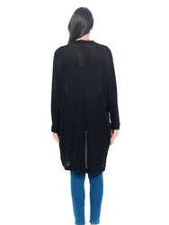 Karla Long Oversized Waffle Knit Cardigan With Pockets