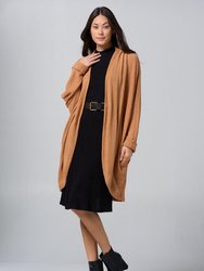 Karla Long Oversized Waffle Knit Cardigan With Pockets