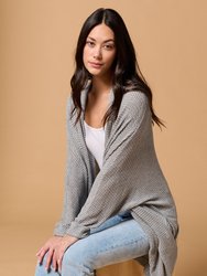 Karla Long Oversized Waffle Knit Cardigan With Pockets