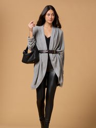 Karla Long Oversized Waffle Knit Cardigan With Pockets