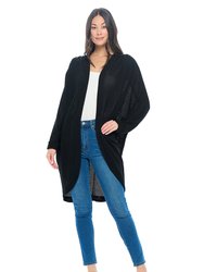 Karla Long Oversized Waffle Knit Cardigan With Pockets