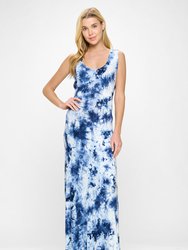 Kelly Knit Racerback Tie Dye Maxi Dress - Dark Blue