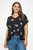 Leah Plus Size Short Sleeve Woven Top - Black Floral