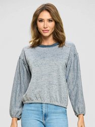 Lily Textured Knit Top - Blue