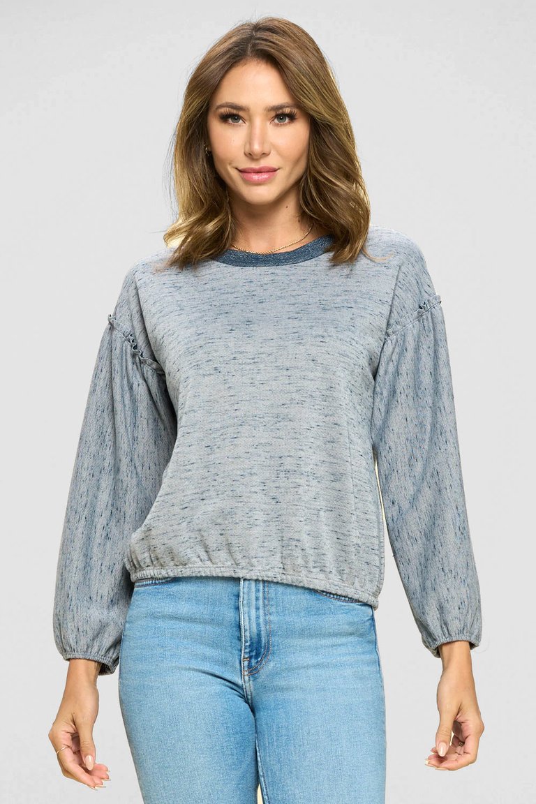Lily Textured Knit Top - Blue