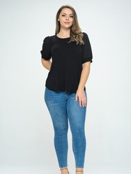 Lizzy Plus Size Short Sleeve Knit Top - Black