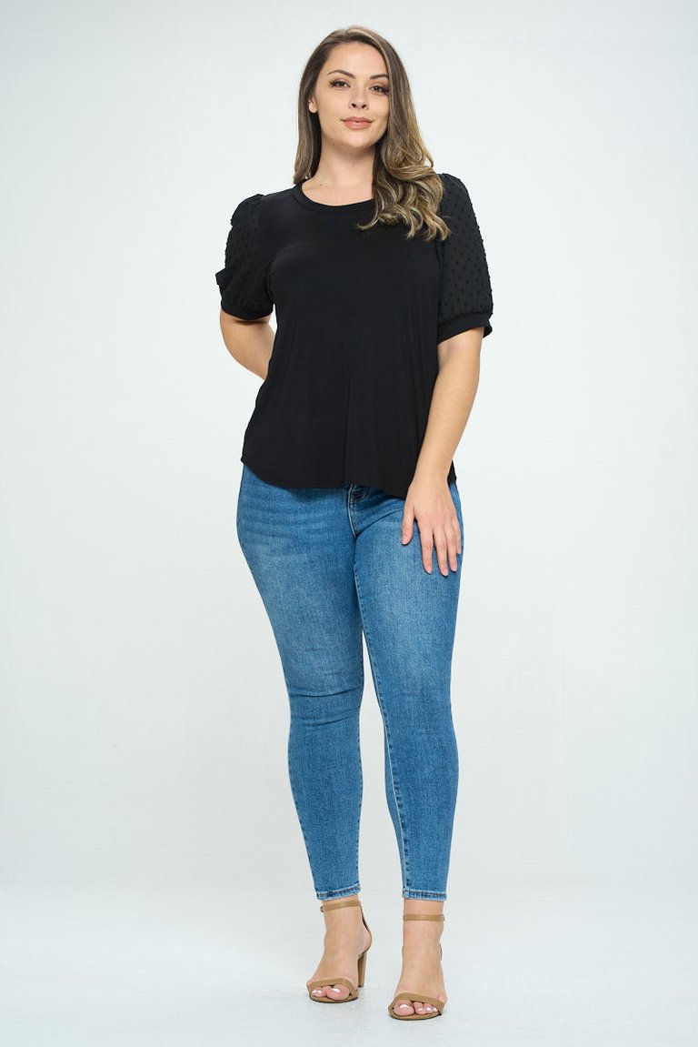 Lizzy Plus Size Short Sleeve Knit Top - Black