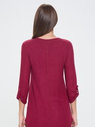 Nora Ultrasoft V-neck Tunic With Long Sleeves And Front Seam Detail