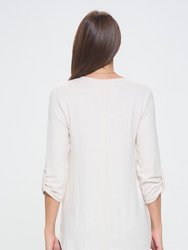 Nora Ultrasoft V-neck Tunic With Long Sleeves And Front Seam Detail