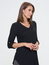 Nora Ultrasoft V-neck Tunic With Long Sleeves And Front Seam Detail