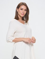 Nora Ultrasoft V-neck Tunic With Long Sleeves And Front Seam Detail