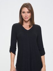Nora Ultrasoft V-neck Tunic With Long Sleeves And Front Seam Detail