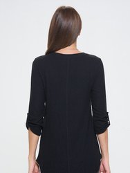 Nora Ultrasoft V-neck Tunic With Long Sleeves And Front Seam Detail