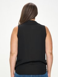 Nyla Plus Size Sleeveless Tie Front Collar Top