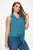 Nyla Plus Size Sleeveless Tie Front Collar Top