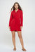 Shiloh Collared Plunge Neck Mini Dress - Red