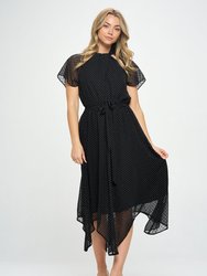 Tamara Cutout Hanky Hem Dress - Black Dots