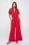 Tiffany Flutter Sleeve Knit Jumpsuit - Red